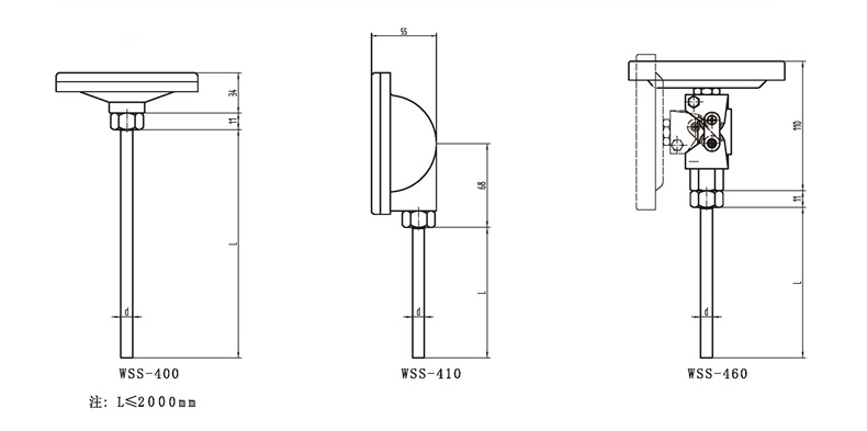 WSS工業雙金屬溫度計（通用型無固定裝置）_http://m.ymyuan.cn_雙金屬溫度計_第3張